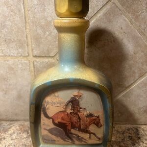Western Cowboy Art Glass Bottle Beam whiskey bottle